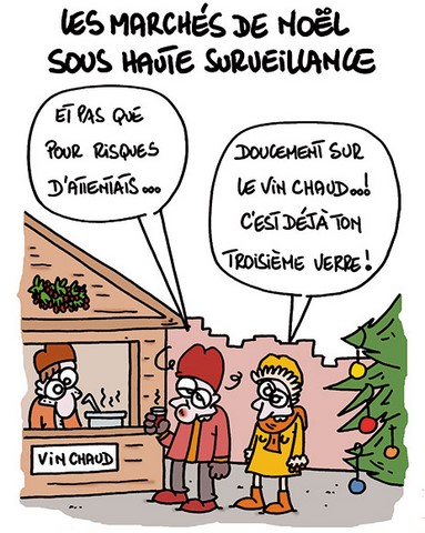 Marchés de Noël sous surveillance. Image drôle sur https://www.blagues-en-stock.org