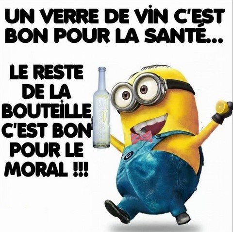 Un verre de vin. Les Minions sur https://www.blagues-en-stock.org