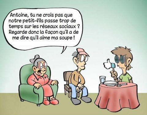 Petit-fils et les réseaux sociaux. Sur https://www.blagues-en-stock.org