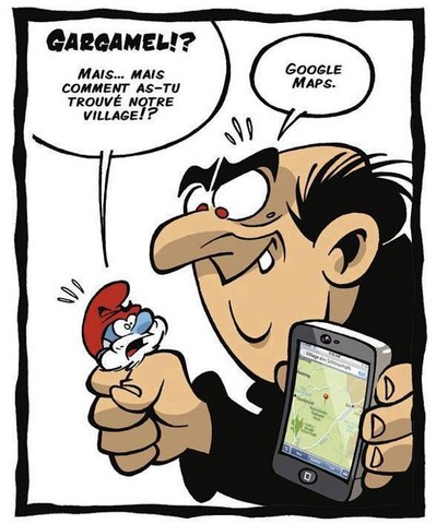 Gargamel et Google maps image drôle https://www.blagues-en-stock.org