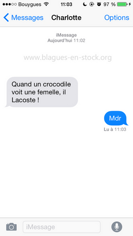 Quand un crocodile voit une femelle perle de sms et des textos http://www.blagues-en-stock.org