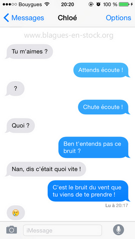 Tu m'aimes ? Attend écoute perle de sms et des textos http://www.blagues-en-stock.org